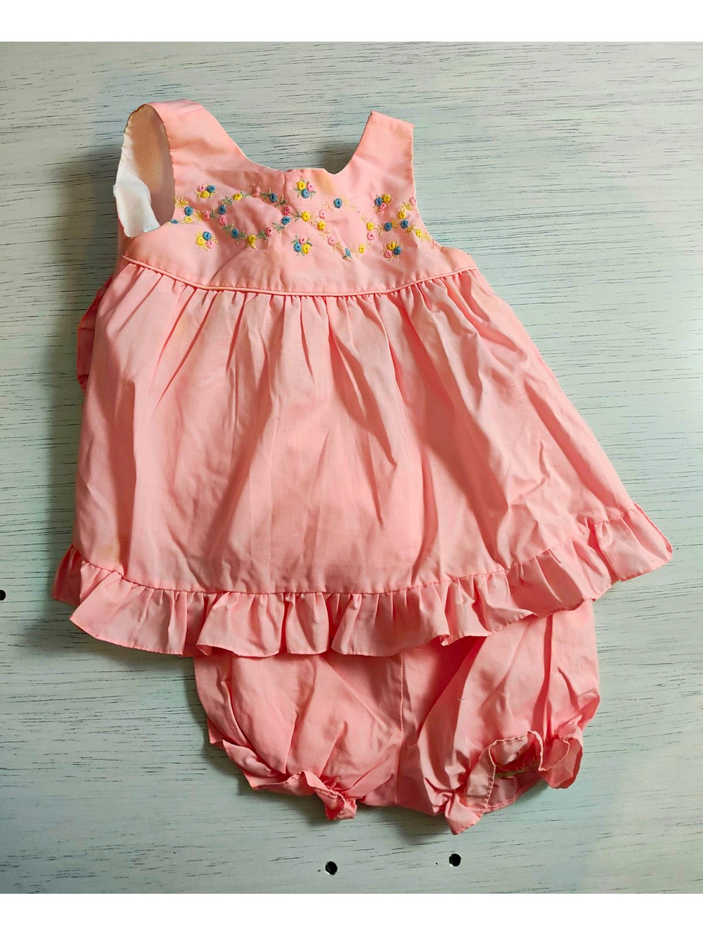 Vintage Grandanimals Girls Pink Floral Embroidered Dress Set 4T